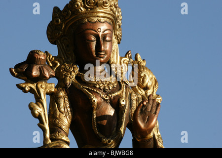 Weiße Tara tibetischen Drolma Statue Messing Skulptur buddhistische weibliche Gottheit Stockfoto