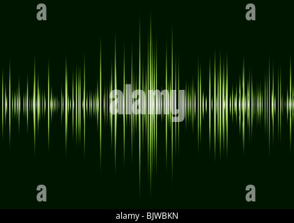 Schwarze und grüne Musik zu begeistern, Grafik-Equalizer-Welle und schwarzem Hintergrund Stockfoto