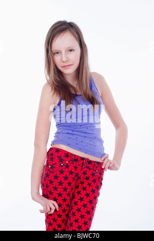 Studio-Porträt von einem hübschen, elf Jahre altes Mädchen Stockfoto