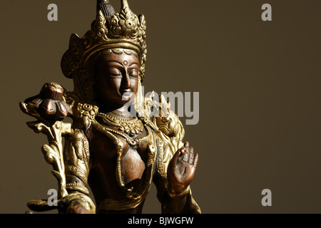 Weiße Tara tibetischen Drolma Statue Messing Skulptur buddhistische weibliche Gottheit Stockfoto