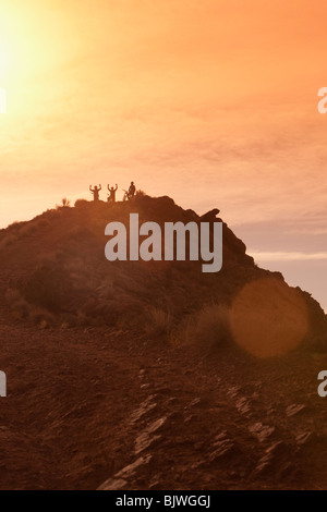 Mountainbiker auf Berggipfel Stockfoto