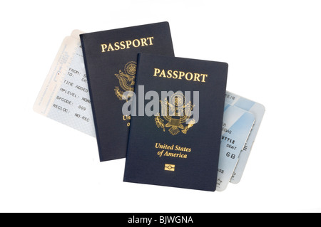 Pässe mit Flugtickets Stockfoto