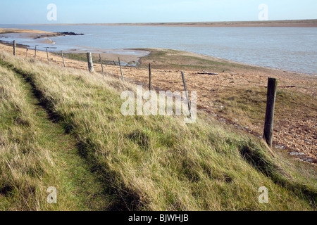 Fluss-Erz Blick auf Orford Ness Schindel spucken, Hollesley, Suffolk Stockfoto