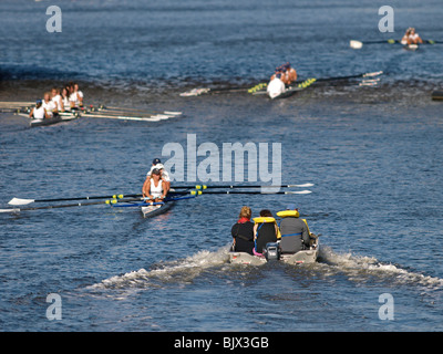 RUDERER AUF DEM FLUSS YARRA IN MELBOURNE VICTORIA AUSTRALIEN Stockfoto