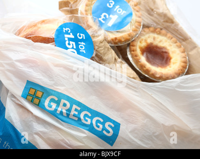 Eine Greggs Tragetasche. Stockfoto