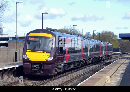 Arriva Cross Country Zug bei Tamworth Bahnhof, Staffordshire, England, UK Stockfoto