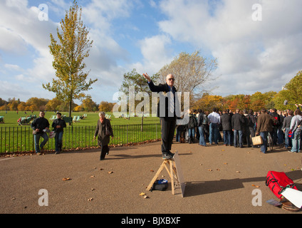 Israelischer Christian Prediger bei Speaker's Corner, Hyde Park, London, England Großbritannien Vereinigtes Königreich GB Stockfoto