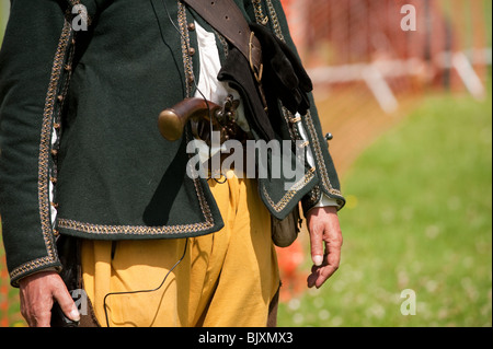 English Civil War Reenactment Pistole im Hosenbund Stockfoto