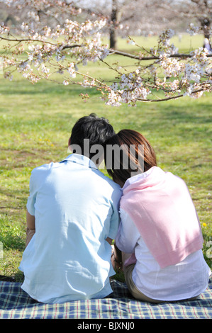 Junges Paar mit einem Picknick Stockfoto