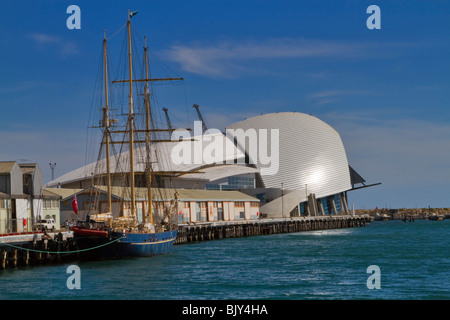 Maritime Museum und hohe Schiff Leeuwin II bei Victoria Quay, Fremantle, Perth, Western Australia Stockfoto