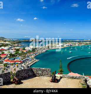 Marigot Bay auf St. Martin, von Fort St. Louis, French Caribbean Stockfoto