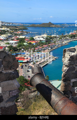 Marigot Bay auf St. Martin, von Fort St. Louis, French Caribbean Stockfoto