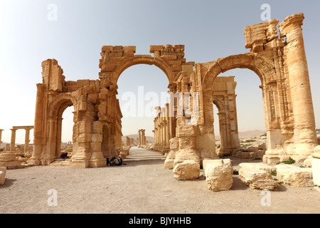 Palmyra Syrien Eingang zur großen Kolonnade Stockfoto