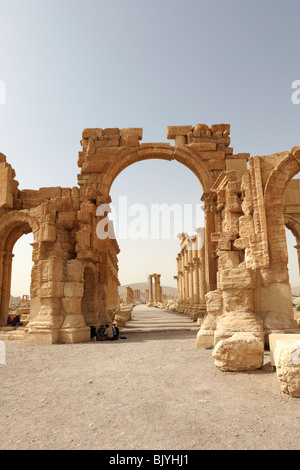 Palmyra Syrien Eingang zur großen Kolonnade Stockfoto