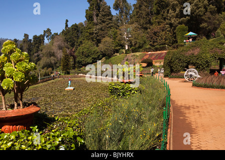 Indien, Tamil Nadu, Udhagamandalam (Ooty), Botanischer Garten, italienischer Garten Terrasse Stockfoto