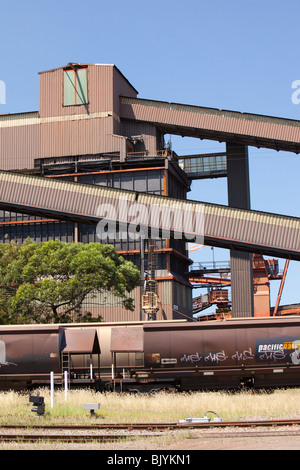 Port Waratah in Newcastle, Australien, die weltweit größte Kohle Exporthafen. Stockfoto