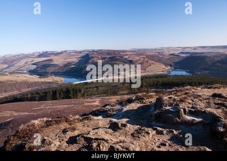 Ladybower Vorratsbehälter im Derwent Valley von Win Hügel im Peak District Stockfoto