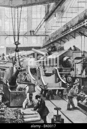 Industrie, Metall, Stahl, Fertigungshalle, Montage der Kanone, Essen, Deutschland, Zeichnung, 1890, Stockfoto