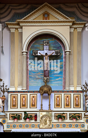 Christus am Kreuz am Altar Mission Ysleta El Paso Texas USA Stockfoto