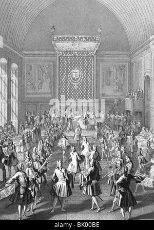 Louis XV, 15.2.1710 - 10.5.174, König von Frankreich 1715 - 174, Szene, Abendessen, modernes Bild, Stockfoto