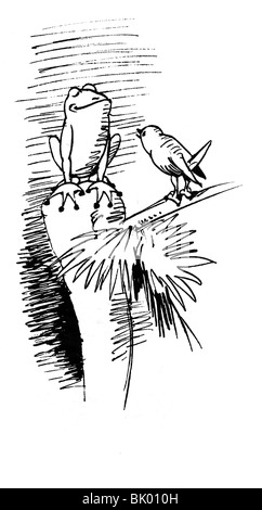 Literatur, Wilhelm Busch 1832 - 1908, "Der fliegende Frosch ich", "Artist Copyright nicht geklärt zu werden. Stockfoto