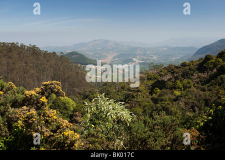 Indien, Tamil Nadu, Udhagamandalam (Ooty), erhöhte Ansicht des Nilgiri Hills von Hängen des Doddabetta Peak Stockfoto