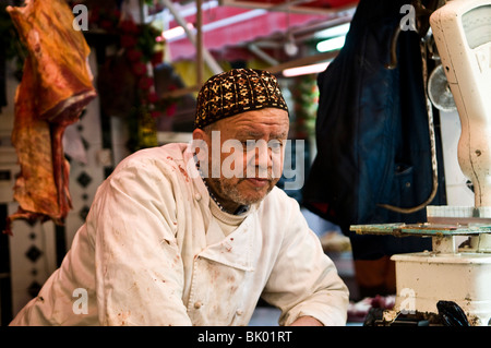 Auf dem Fleischmarkt in Meknès, Marokko. Stockfoto