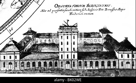 Geografie/Reisen, Deutschland, Berlin, Akademie der Künste, neu gestaltete königliche Ställe in der Dorotheenstraße, Kupferstich, 18. Jahrhundert, historisch, historisch, Preßburg, Turm, Gebäude, Gebäude, Architektur, Observatorium, Sternwarte, Royal, 1704 unter König Friedrich I., Mitteleuropa, Menschen gegründet, Stockfoto