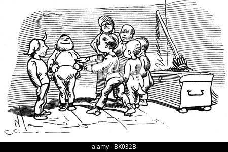 Literatur, Wilhelm Busch (1832 - 1908), Illustration zu "das Napoleon-Spiel", "Artist Copyright nicht geklärt zu werden. Stockfoto