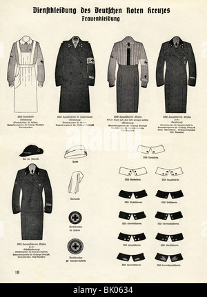 Medizin, Organisationen, Rotes Kreuz, Deutschland, Deutsches Rotes Kreuz, Dienstkleidung für Frauen , Druck, 1938,