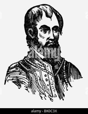Soto, Hernando de, ca. 1496 - 21.3.1543, spanischer Entdecker, Konquistador, Porträt, zeitgenössischer Holzschnitt, Stockfoto