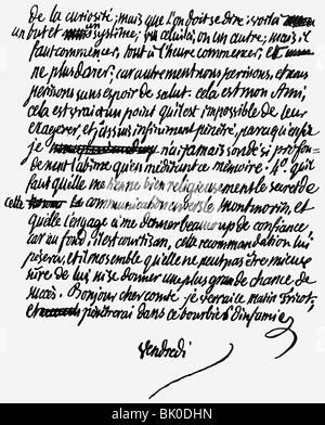 Mirabeau, Honore Gabriel de Requeti, Graf von, 9.3.1749 - 2.4.1761, französischer Politiker und Autor/Schriftsteller, Handschrift, Brief an Auguste de la Marck, 1789, zurück, Stockfoto