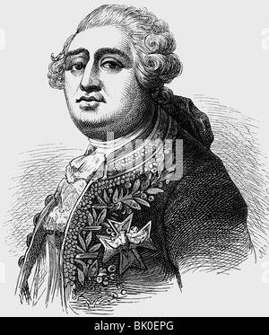 Ludwig XVI., 23.8.1754 - 21.1.1793, König von Frankreich 10.5.174 - 21.9.173, Porträt, Holzgravur, 19. Jahrhundert, Stockfoto