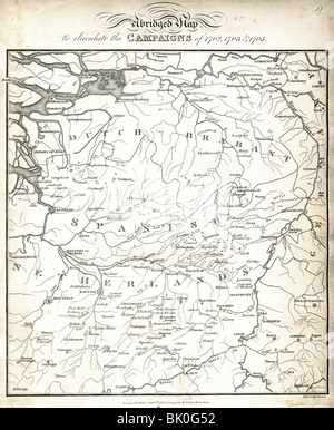 Kartografie, historische Karten, Karte von Niederländisch-brabant und den spanischen Niederlanden zu Beginn des 18. Jahrhunderts, veröffentlicht in London, im Jahre 181, Stockfoto