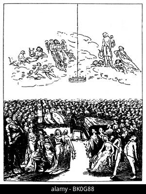 Liszt, Franz, 22.10.11.11 - 31.7.1886, ungarischer Komponist und Pianist, Karikatur, wird von den Frauen bewundert, lithograph, um 1840, Stockfoto