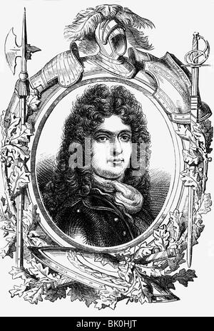 Cagny, Louis Francois de, Herzog von Boufflers, 10.1.1644 - 22.8.1711, französischer General, Porträt, Holzgravur, 19. Jahrhundert, Stockfoto