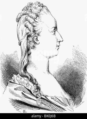 Marie Anteinette, 2.11.555 - 16.10.173, Königin von Frankreich 10.5.174 - 21.9.173, Porträt, Holzgravur, 19. Jahrhundert, Stockfoto