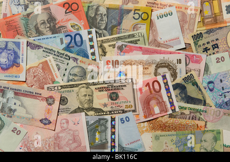 weltweit Banknoten Stockfoto