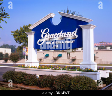 Ortseingangsschild für Graceland - Haus der Elvis A. Presley - Memphis, Tennessee, USA Stockfoto