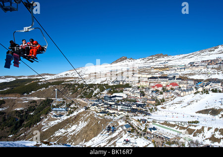 Pradollano, Blick auf das Skigebiet Stockfoto