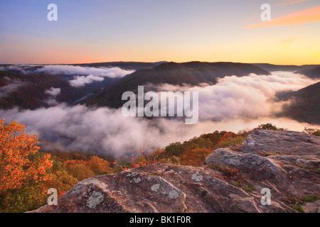 Sunrise, Grand View Park, New River Gorge National River, West Virginia, USA Stockfoto