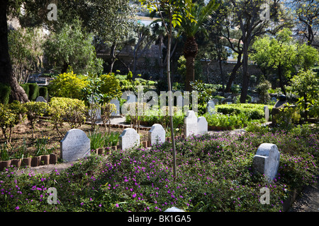 Trafalgar Militärfriedhof in Gibraltar mit Militär während Nelsons Schlacht gestorben Stockfoto