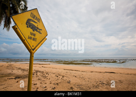 Krokodil, Warnung, zu unterzeichnen. Maubisse, Ost-Timor. Stockfoto