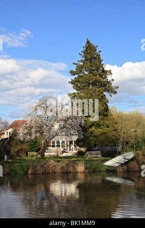 Fluss Wey Navigation, Kanal und Fluss-System, bei Weybridge, Surrey, England, UK Stockfoto