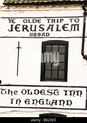 "Reise nach Jerusalem" Nottingham älteste Inn Pub in England Großbritannien Europa Stockfoto