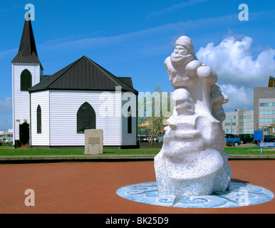 Norwegische Kirche und Antarktis 100 Memorial, Waterfront Park, Cardiff, Wales. Stockfoto