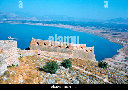 Die Festung Palamidi, Nafplio, Peloponnes, Griechenland. Stockfoto