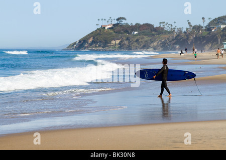 Der Morgen Strandszene auf San Elijo Campingplatz, mit Blick auf Swamis. Stockfoto