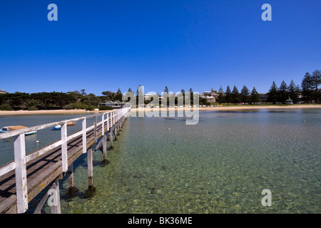 Der Bäder-Anlegestelle in Sorrent, Mornington Peninsula, Victoria, Australien. Stockfoto