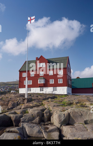 Skansapakkhusid, eine ehemaligen Lagerhalle nun befinden sich die Büros des Premierministers. Torshavn, Streymoy, Färöer-Inseln Stockfoto